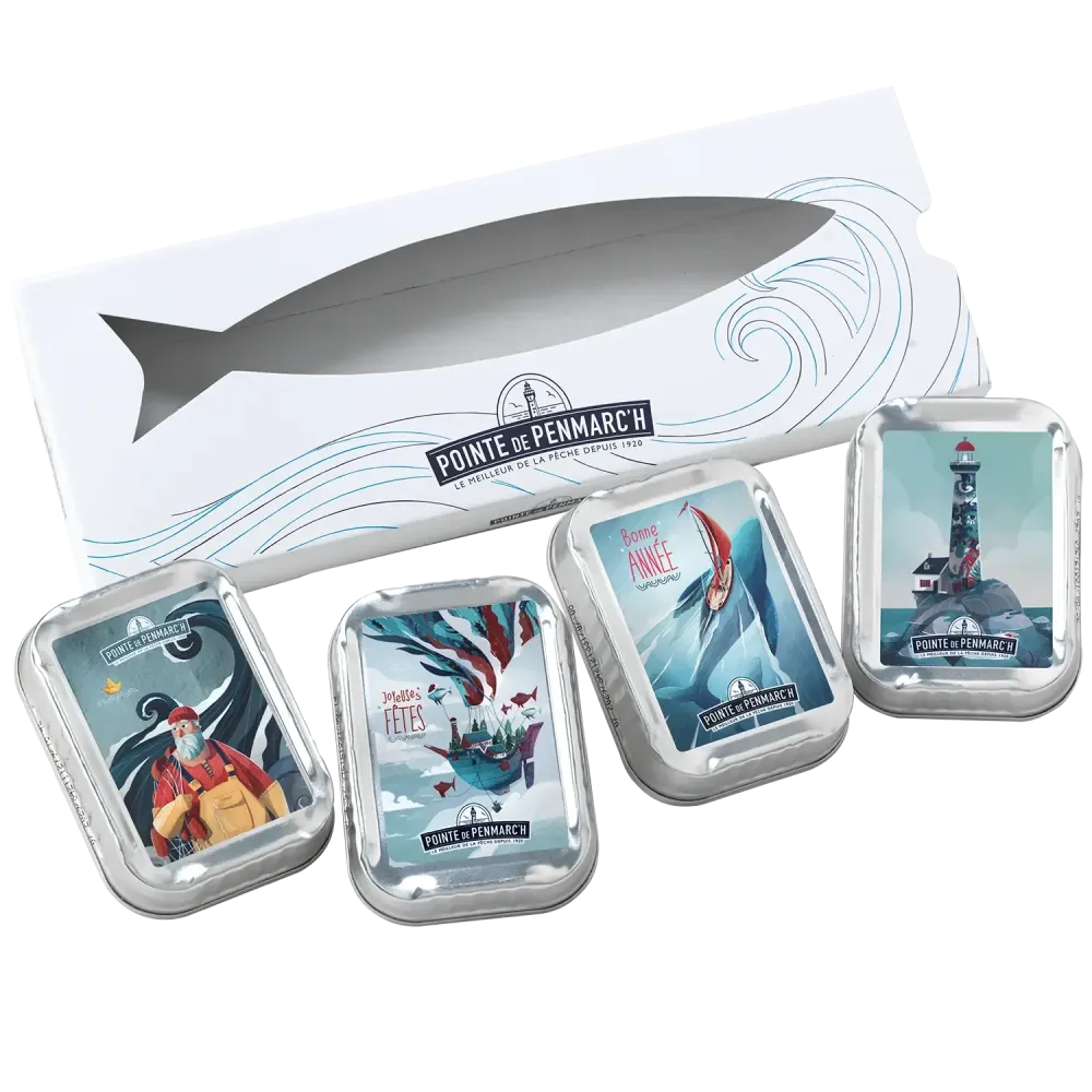 Coffret 4 sardines Eor Glas - Édition artistique & saveurs bretonnes