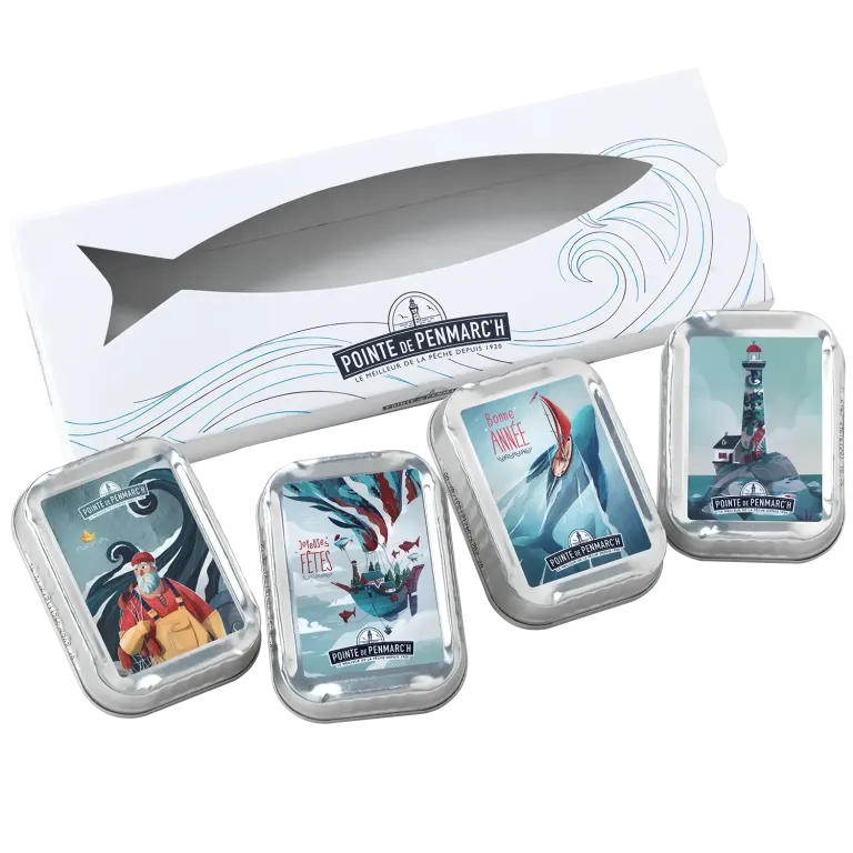 Coffret 4 sardines Eor Glas - Édition artistique & saveurs bretonnes