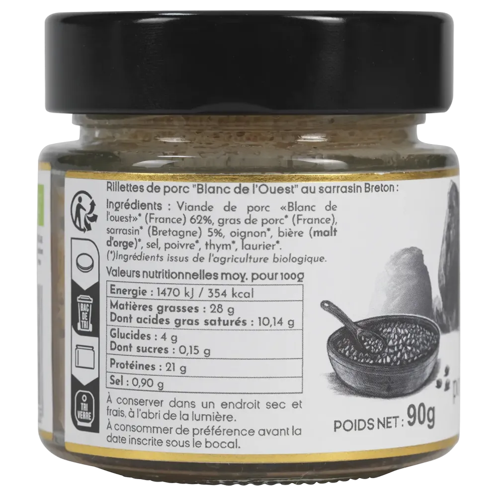 Rillettes de porc blanc de l'Ouest au sarrasin breton - Maison Autret