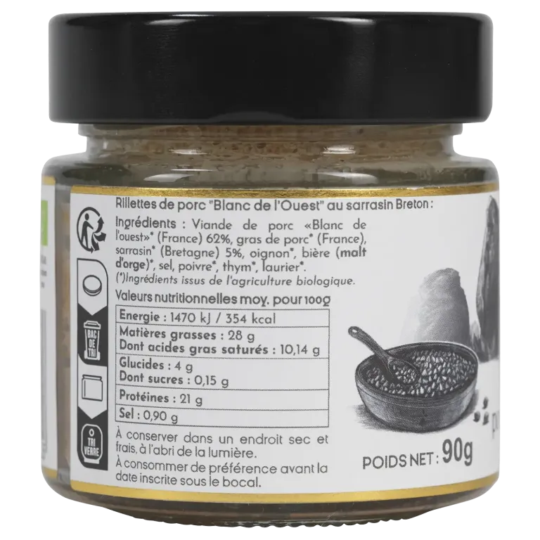 Rillettes de porc blanc de l'Ouest au sarrasin breton - Maison Autret