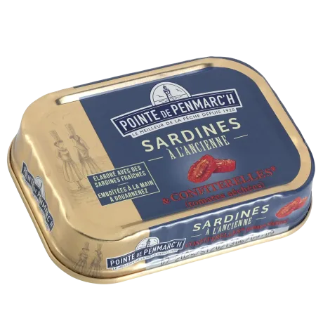 Boîte métal sirène aux cheveux bleus - Coffret sardines et rillettes bretonnes