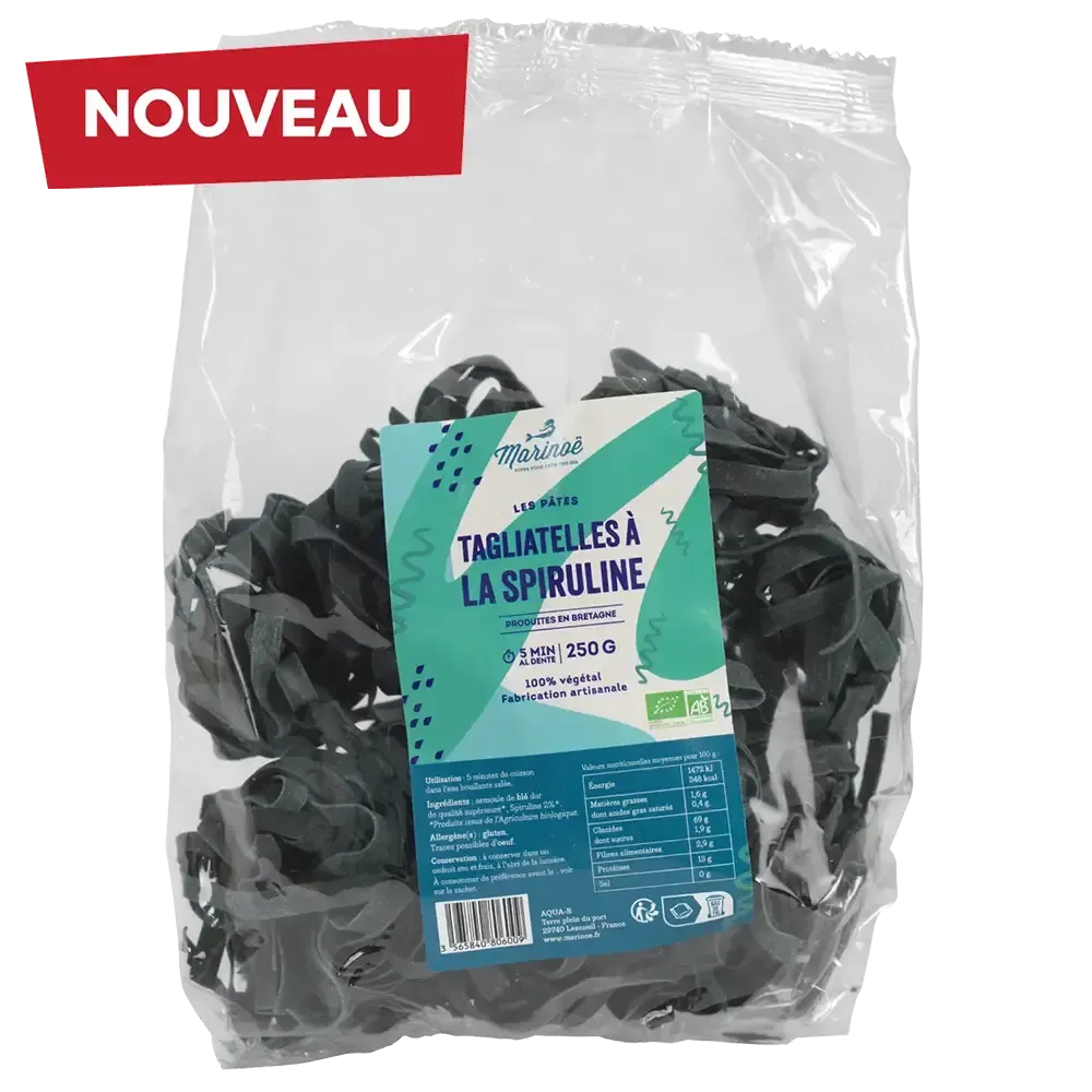 Tagliatelles à la spiruline Marinoé - Pâtes artisanales saines 250g
