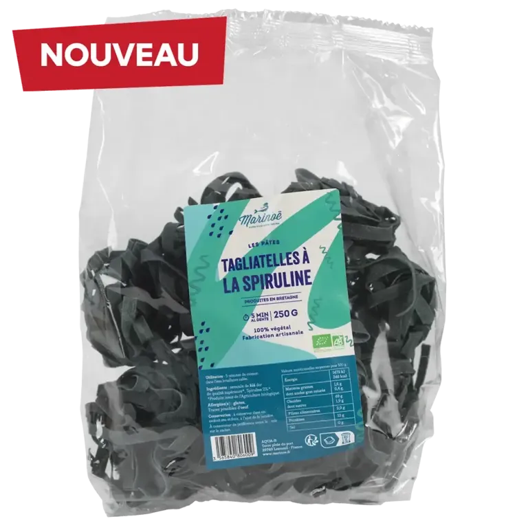 Tagliatelles à la spiruline Marinoé - Pâtes artisanales saines 250g