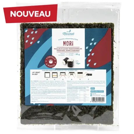 Feuilles d’algues nori Marinoé - 10 feuilles séchées 30g