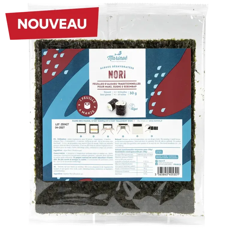 Feuilles d’algues nori Marinoé - 10 feuilles séchées 30g