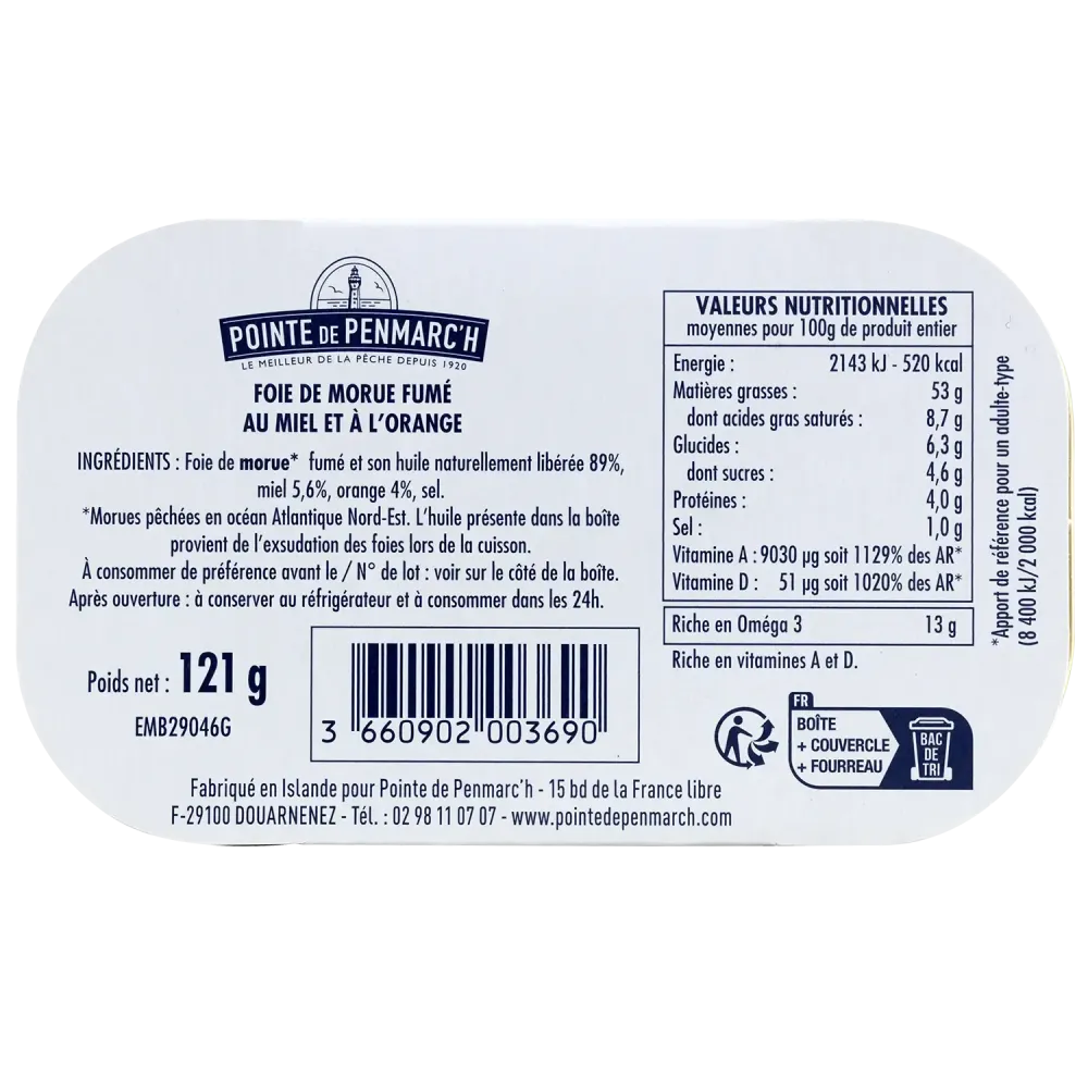 Foie de morue fumé à l’orange et miel - Pêche MSC Islande