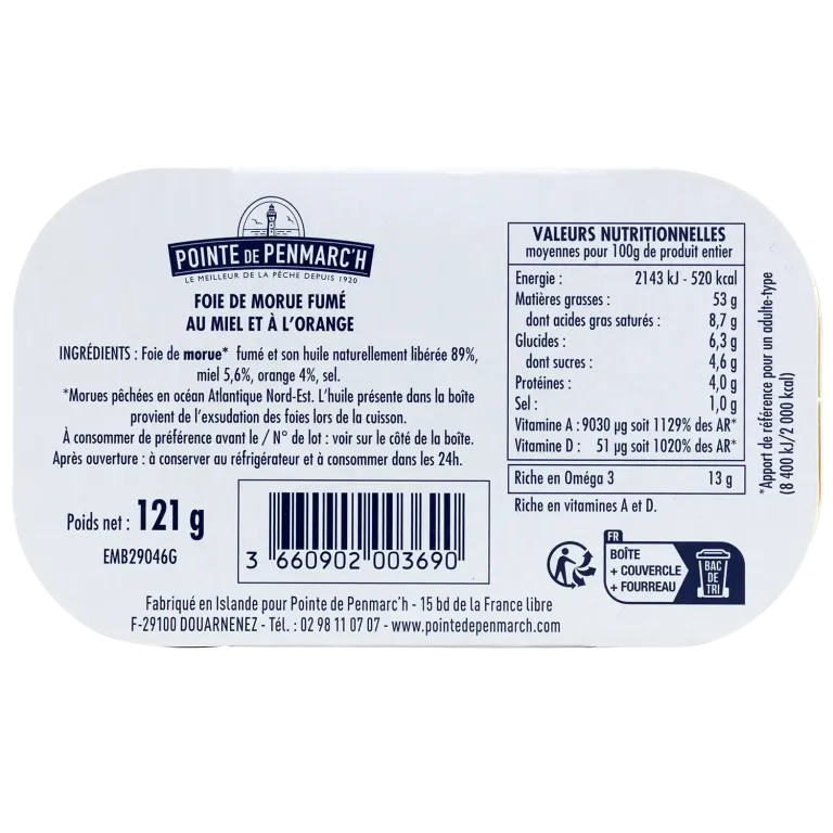 Foie de morue fumé à l’orange et miel - Pêche MSC Islande