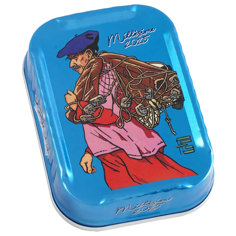Sardines à l'ancienne à l'huile d'olive millésimées 2025 Géo-Fourrier le pêcheur sardinier - la boîte de 115 g