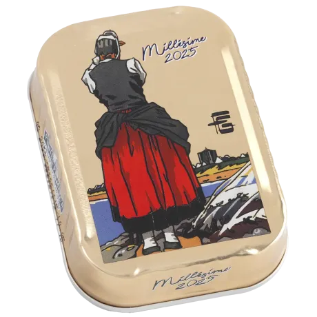 Sardines à l'ancienne à l'huile d'olive millésimées 2025 Géo-Fourrier la bruleuse de goémons - la boîte de 115 g