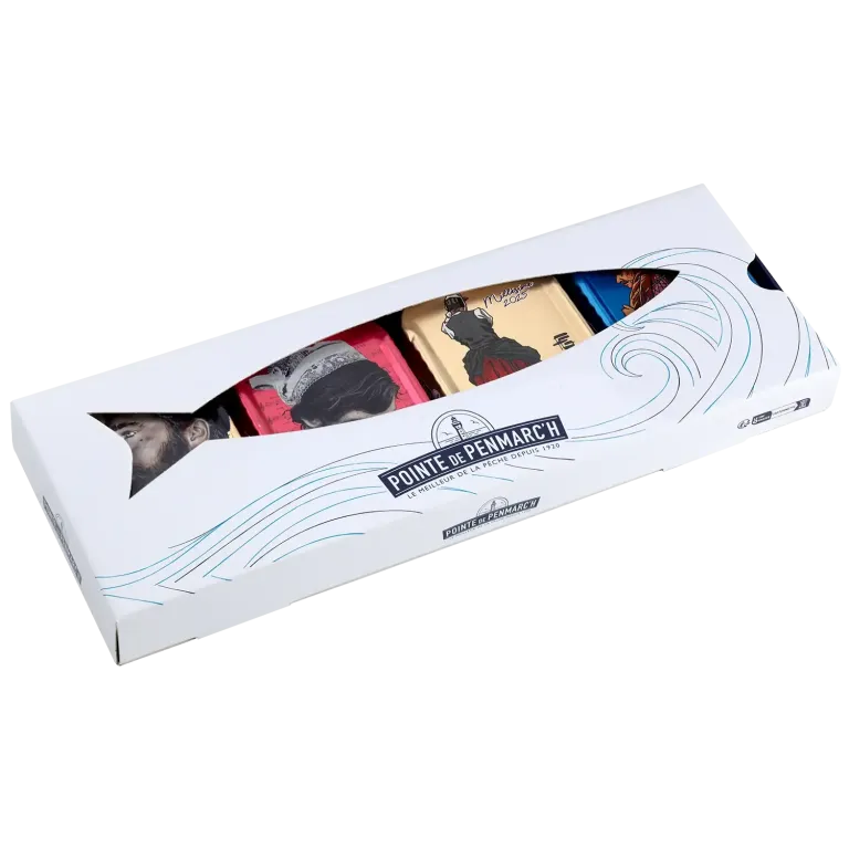 Coffret Coffret sérigraphié de sardines à l'ancienne millésimes 2024, 2025 - le lot de 4 boites de 115 g + le coffret