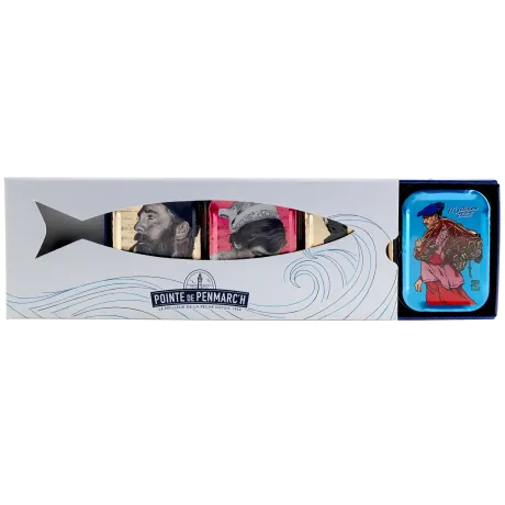 Coffret Coffret sérigraphié de sardines à l'ancienne millésimes 2024, 2025 - le lot de 4 boites de 115 g + le coffret