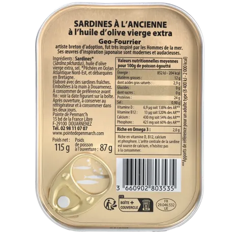Coffret Coffret sérigraphié de sardines à l'ancienne millésimes 2024, 2025 - le lot de 4 boites de 115 g + le coffret