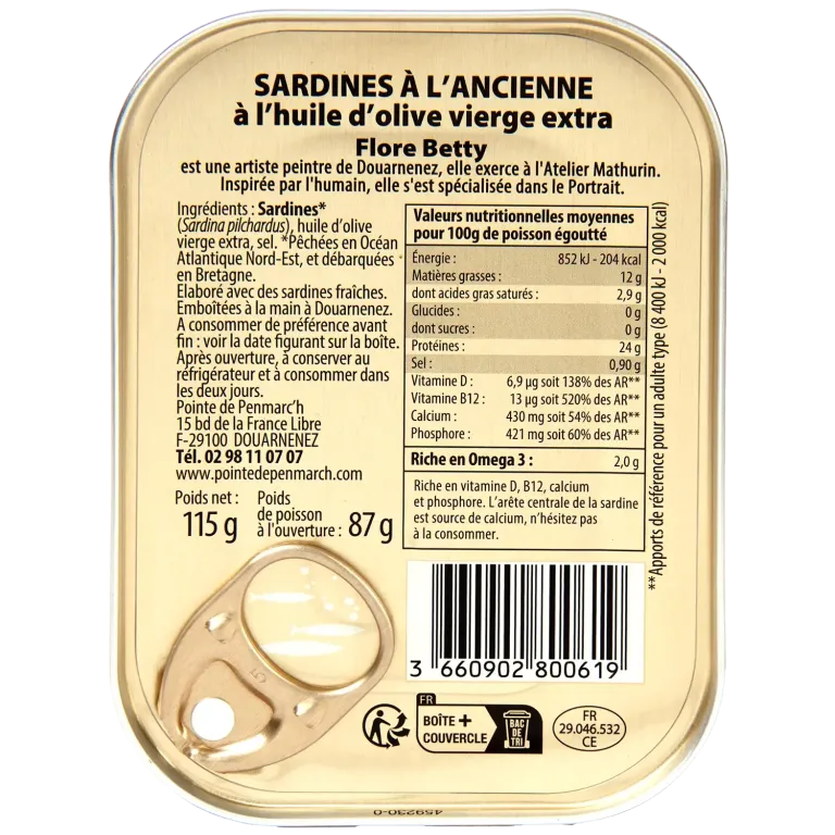 Coffret Coffret sérigraphié de sardines à l'ancienne millésimes 2024, 2025 - le lot de 4 boites de 115 g + le coffret