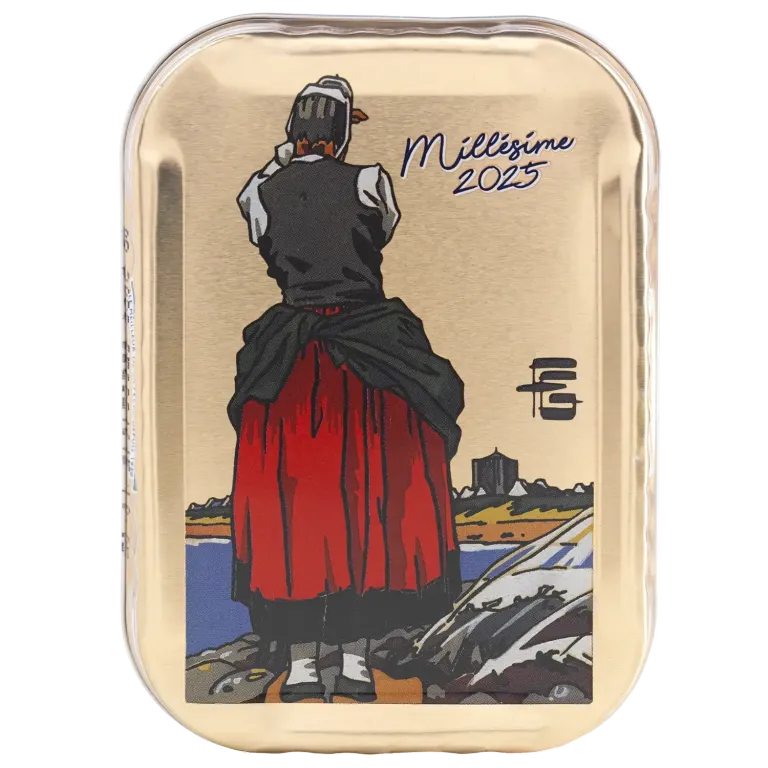 Coffret Coffret sérigraphié de sardines à l'ancienne millésimes 2024, 2025 - le lot de 4 boites de 115 g + le coffret