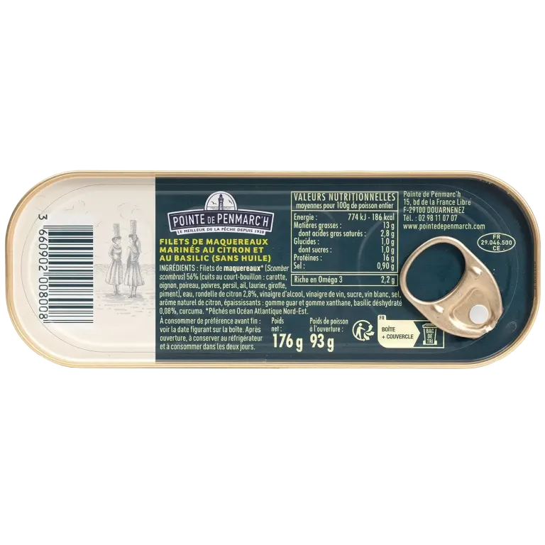 Filets de maquereaux marinés au citron et basilic sans huile - Fraîcheur & qualité