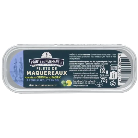 Filets de maquereaux marinés citron basilic à teneur réduite en sel - Saveur et équilibre