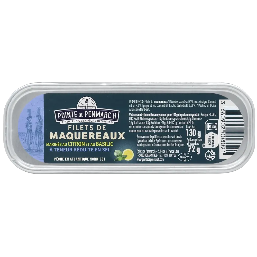 Filets de maquereaux marinés citron basilic à teneur réduite en sel - Saveur et équilibre