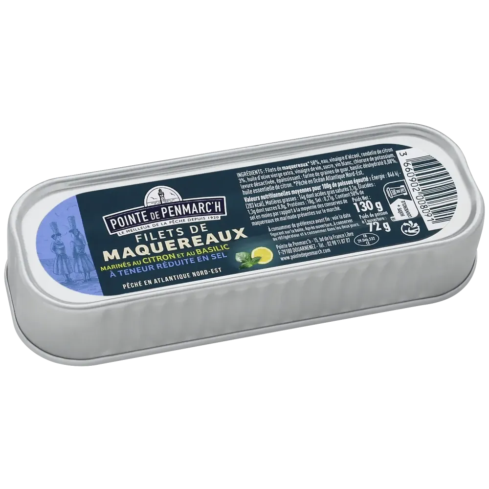 Filets de maquereaux marinés citron basilic à teneur réduite en sel - Saveur et équilibre