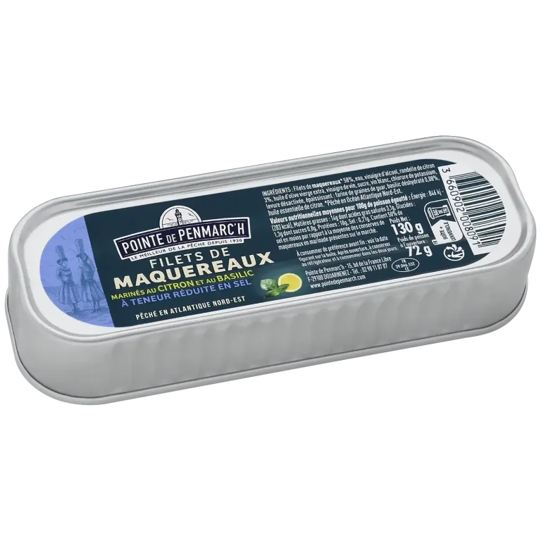 Filets de maquereaux marinés citron basilic à teneur réduite en sel - Saveur et équilibre