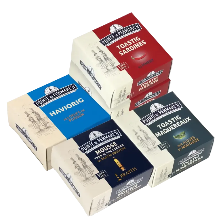 Assortiment de 5 mousses de poissons en boîte de conserve | Pointe de Penmarc'h
