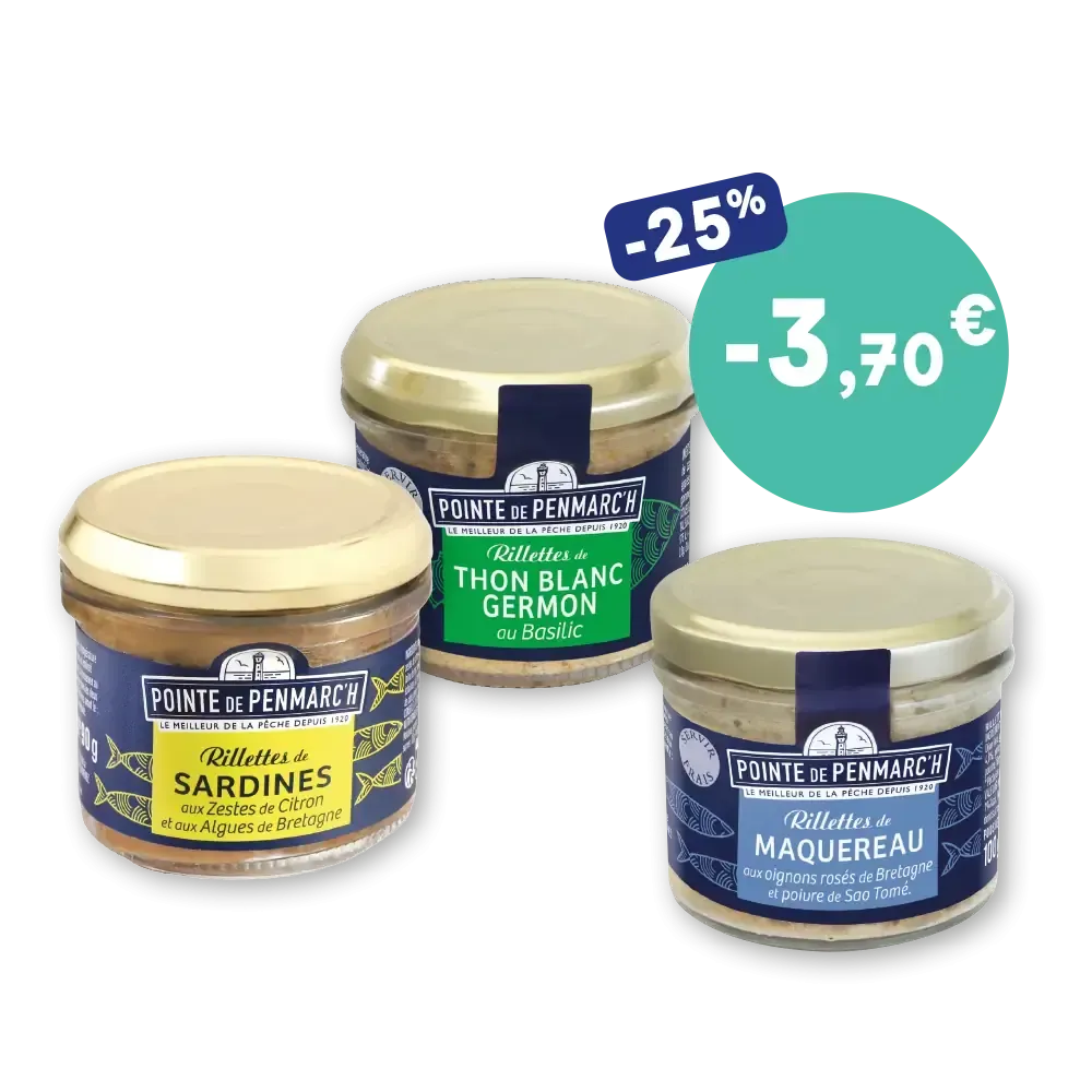 Trio de rillettes de la mer - Saumon, thon blanc & maquereaux aux saveurs bretonnes