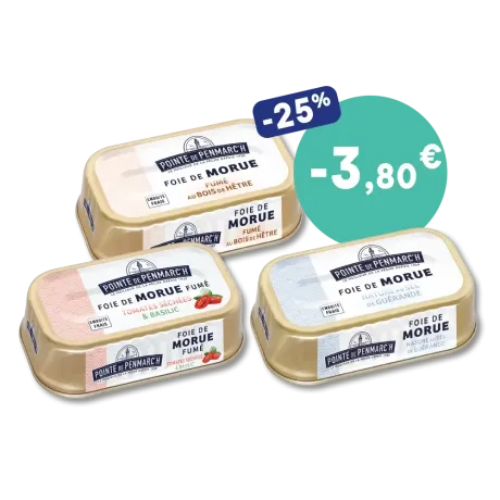 Trio de foie de morue - Fumé, aux tomates séchées & nature au sel de Guérande