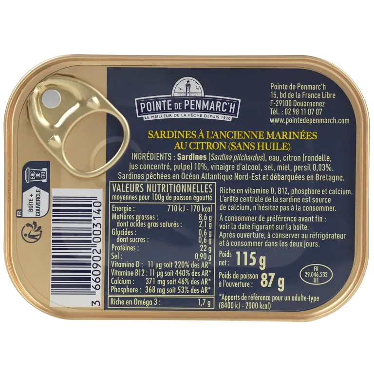 Sardines à l’ancienne sans huile au citron - Recette légère | Pointe de Penmarc'h