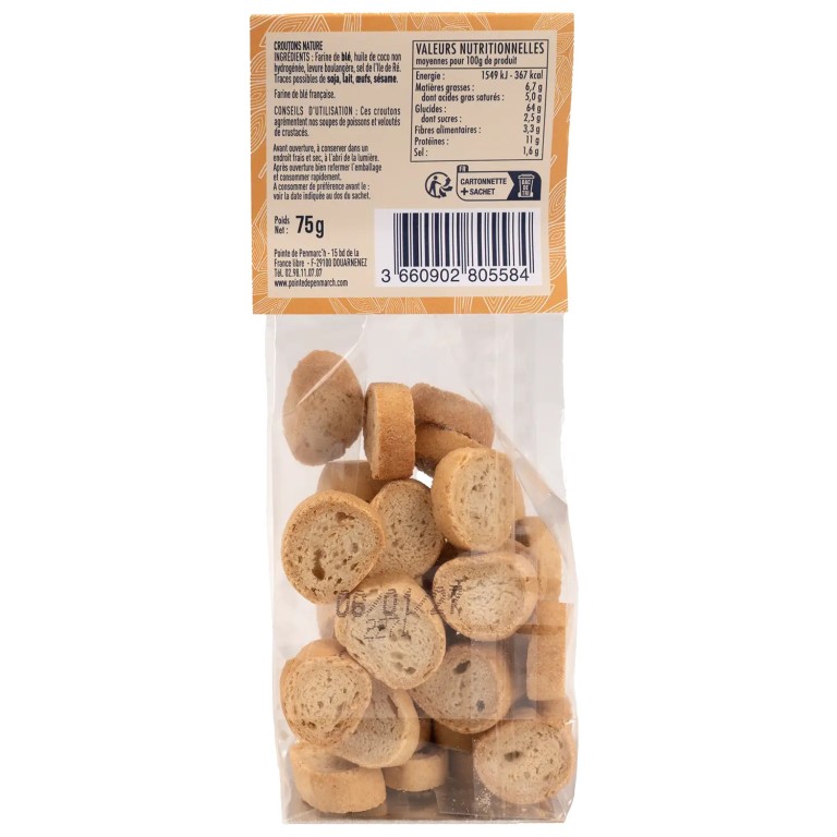 Croûtons nature artisanaux en sachet | Pointe de Penmarc'h