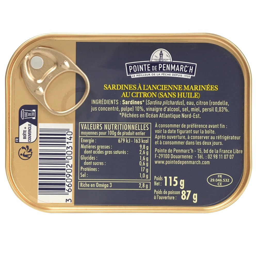 Sardines sans huile citron - Lot de 3 - Promo | Pointe de Penmarc'h