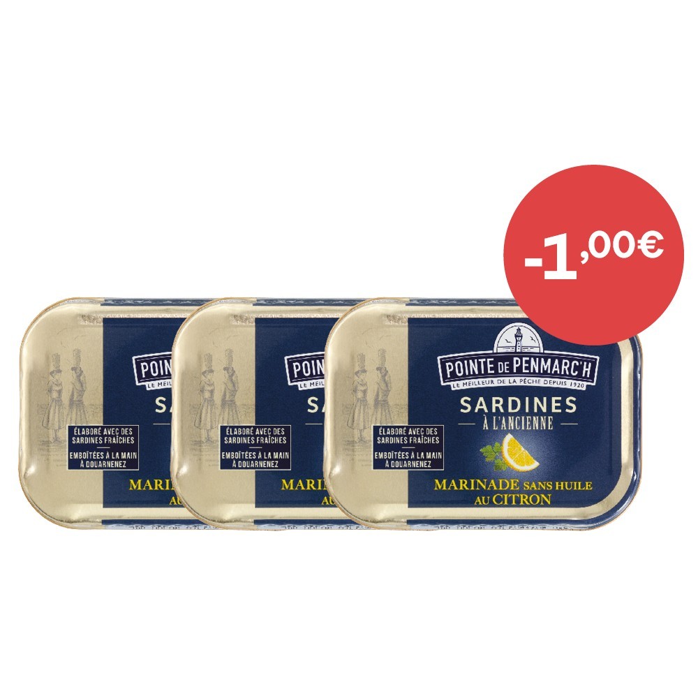 Sardines sans huile citron - Lot de 3 - Promo | Pointe de Penmarc'h