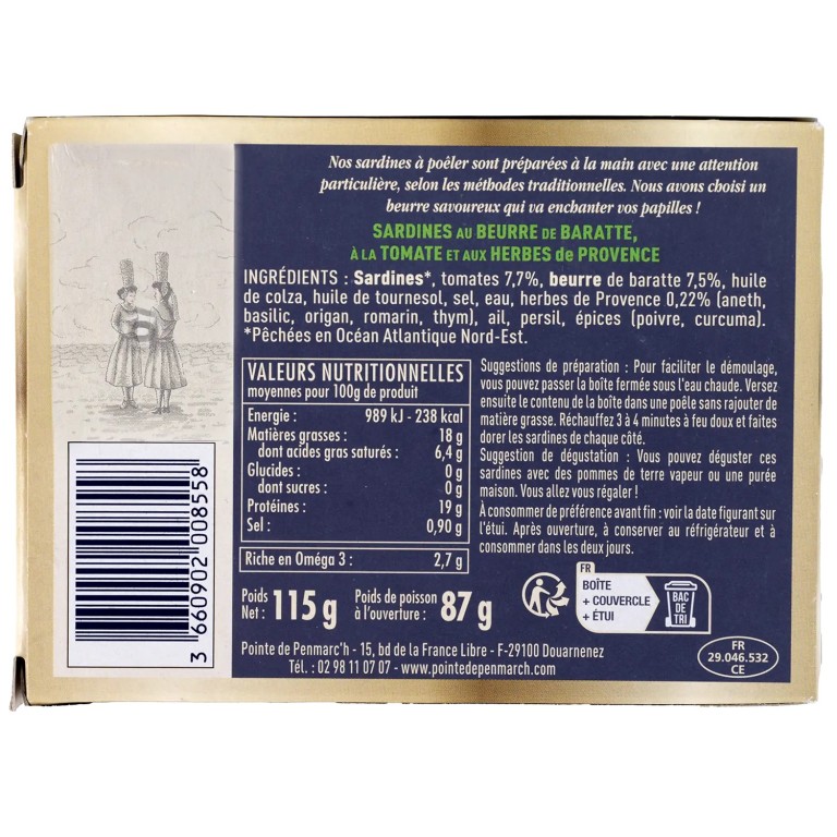Sardines à poêler beurre tomate herbes - Lot de 3 - Promo | Pointe de Penmarc'h