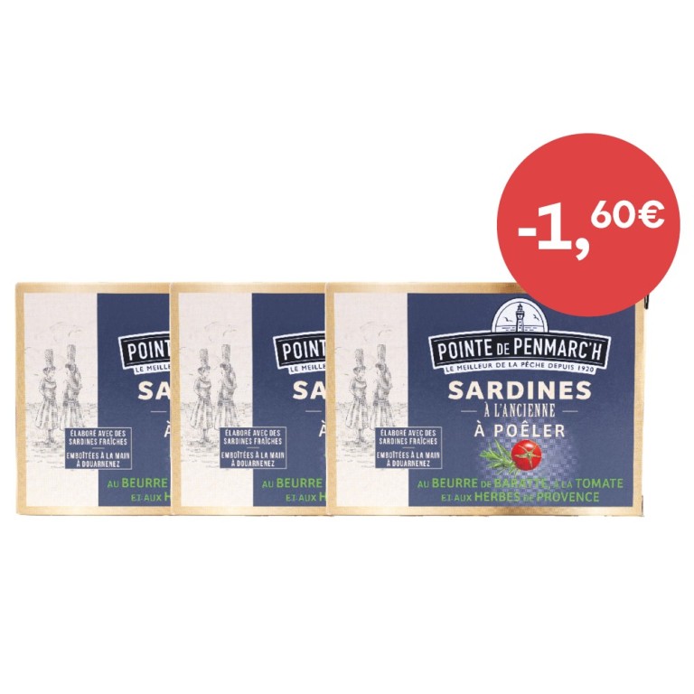 Sardines à poêler beurre tomate herbes - Lot de 3 - Promo | Pointe de Penmarc'h