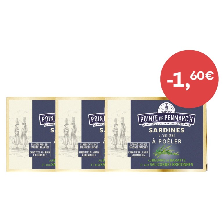 Sardines à poêler beurre salicornes - Lot de 3 - Promo | Pointe de Penmarc'h