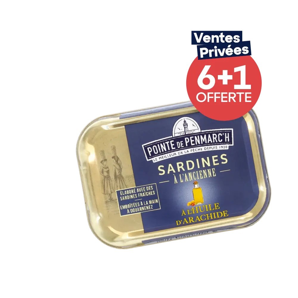 Sardines à l’ancienne huile d’arachide - Lot de 7 dont 1 offerte | Pointe de Penmarc'h