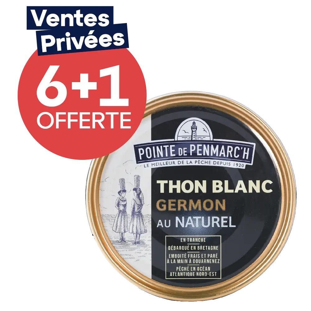Thon blanc germon au naturel dont une boîte offerte- le lot de 7 boîtes de 132 g
