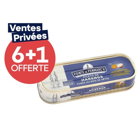 Filets de hareng fumés au bois de hêtre dont une offerte - le lot de 7 boîtes de 150 g