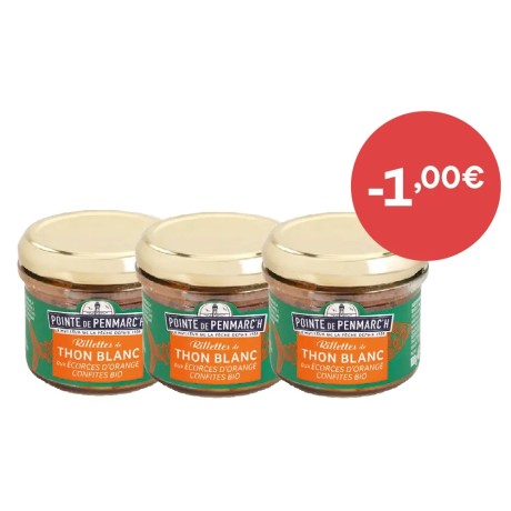 Rillettes de thon blanc germon aux écorces d'orange confites BIO - le lot de 3 verrines de 100 g