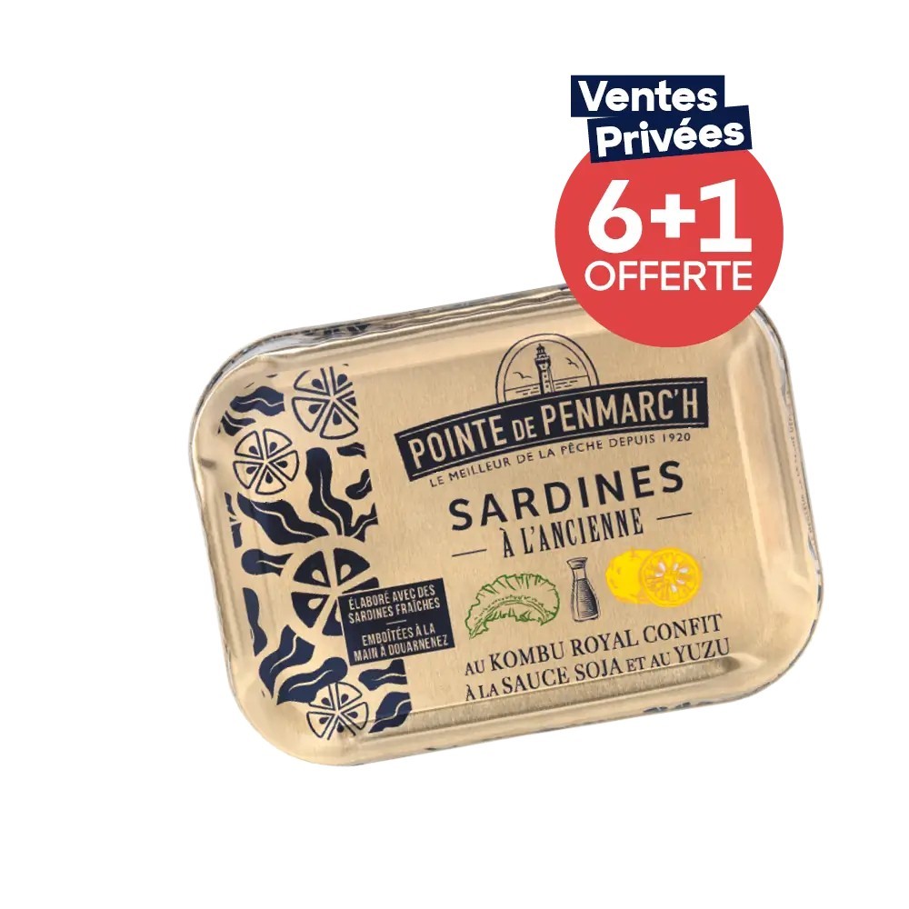 Sardines à l'ancienne au Kombu royal confit à la sauce soja et au Yuzu édition limitée - le lot de 7 boîtes de 115 g