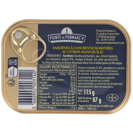 Sardines sans huile citron en boîte de conserve - Lot de 3 - Promo | Pointe de Penmarc'h