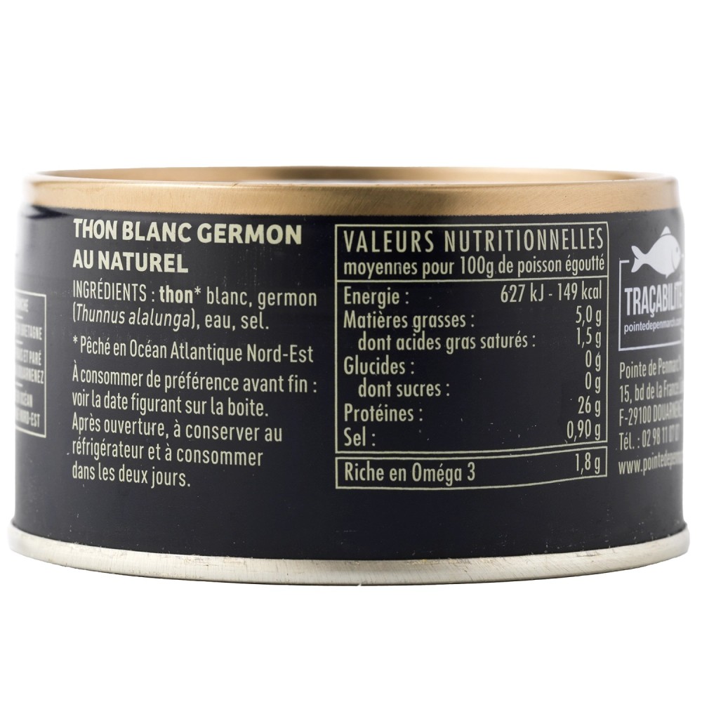 Thon blanc germon au naturel en boîte de conserve - Lot de 7 dont 1 offerte | Pointe de Penmarc'h