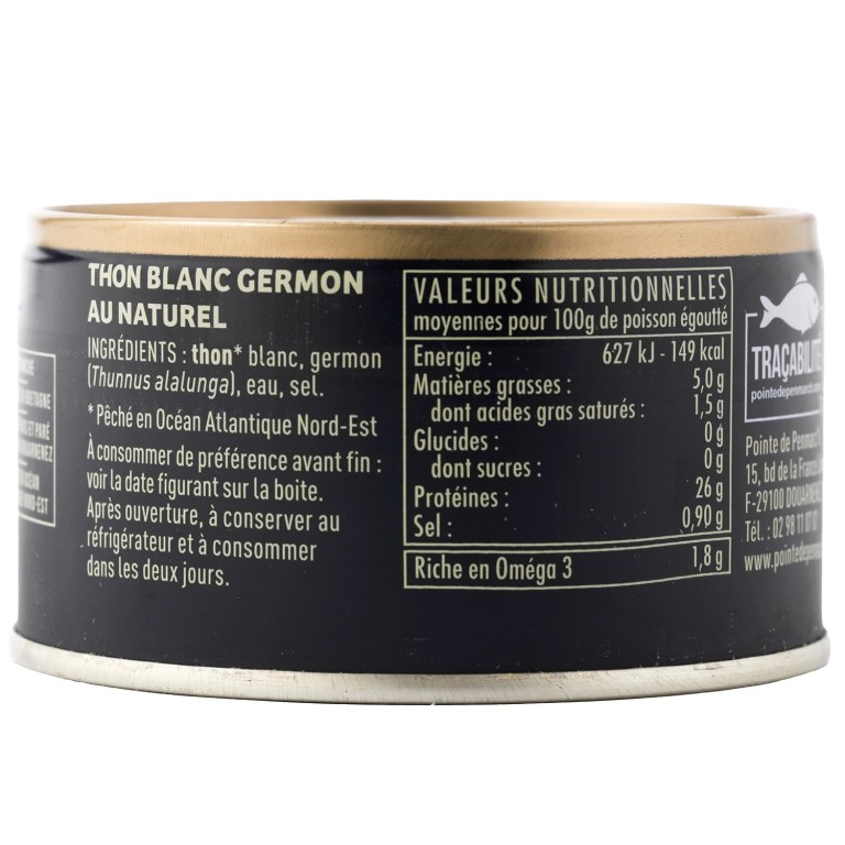 Thon blanc germon au naturel en boîte de conserve - Lot de 7 dont 1 offerte | Pointe de Penmarc'h