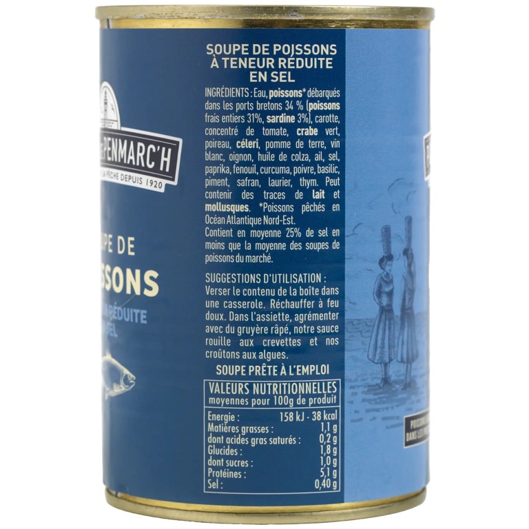 Soupe de poissons à teneur réduite en sel - le lot de 7 boîtes de 400 g