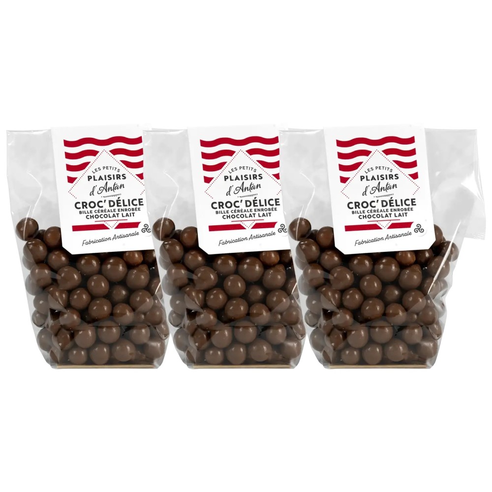 Croc délice chocolat lait - le lot de 3 sachets de 80 g