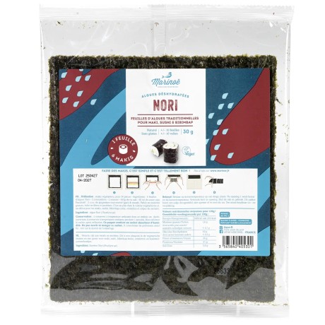 Feuilles d’algues nori Marinoé - 10 feuilles séchées en sachet | Pointe de Penmarc'h
