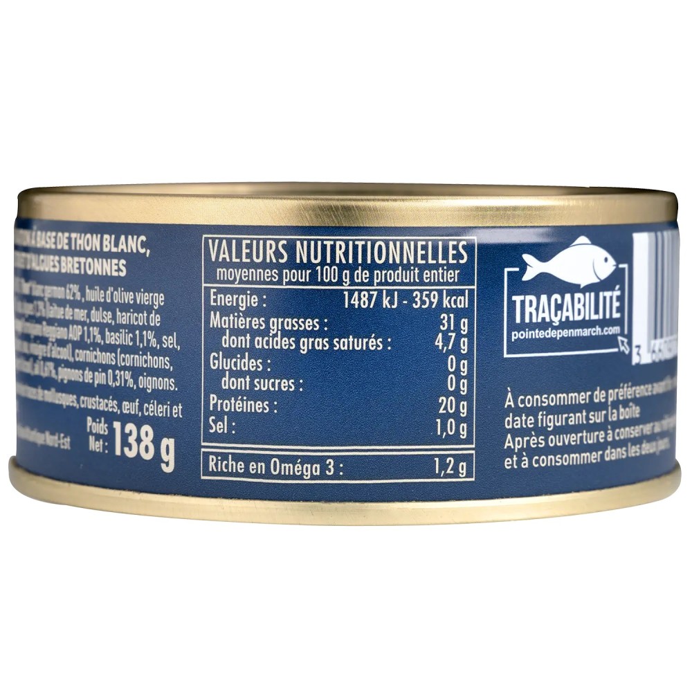 Thon blanc germon mariné au pesto & algues bretonnes en boîte de conserve | Pointe de Penmarc'h
