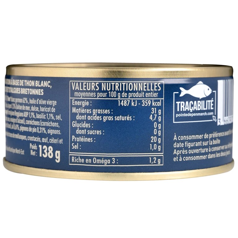 Thon blanc germon mariné au pesto & algues bretonnes en boîte de conserve | Pointe de Penmarc'h