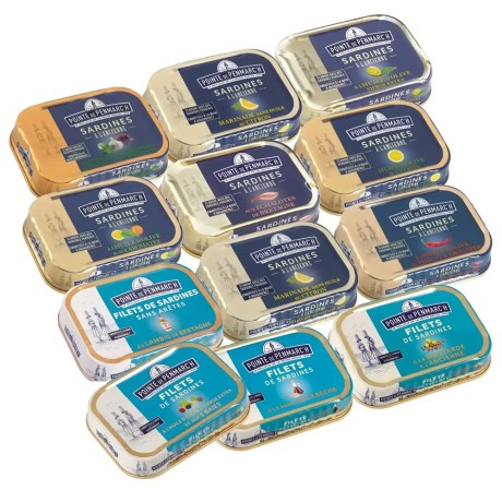 Assortiment 12 boîtes de sardines et filets en boîtes de conserve | Pointe de Penmarc'h