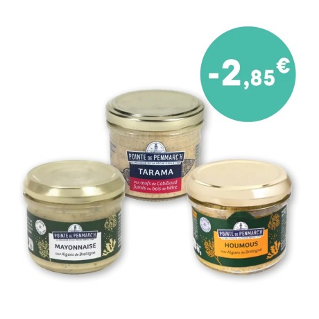 Trio de tartinables - Tarama, houmous et mayonnaise aux algues en verrine | Pointe de Penmarc'h