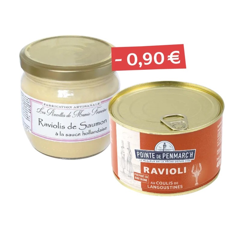 Duo de Ravioli au saumon et Ravioli au coulis de langoustines