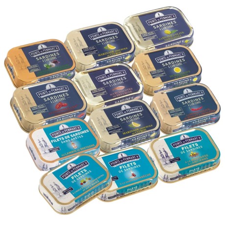 Assortiment 12 boîtes de sardines et filets en boîtes de conserve | Pointe de Penmarc'h
